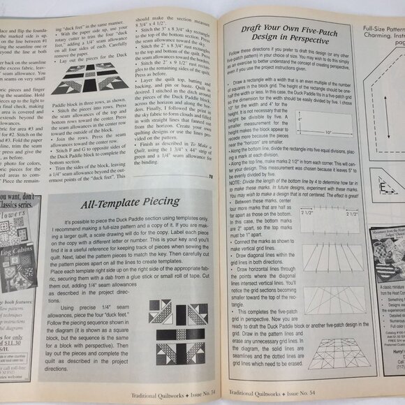 Traditional Quiltworks Pattern Magazine Quilter Feb Mar 1998 Issue No 54 Pattern - Picture 9 of 13